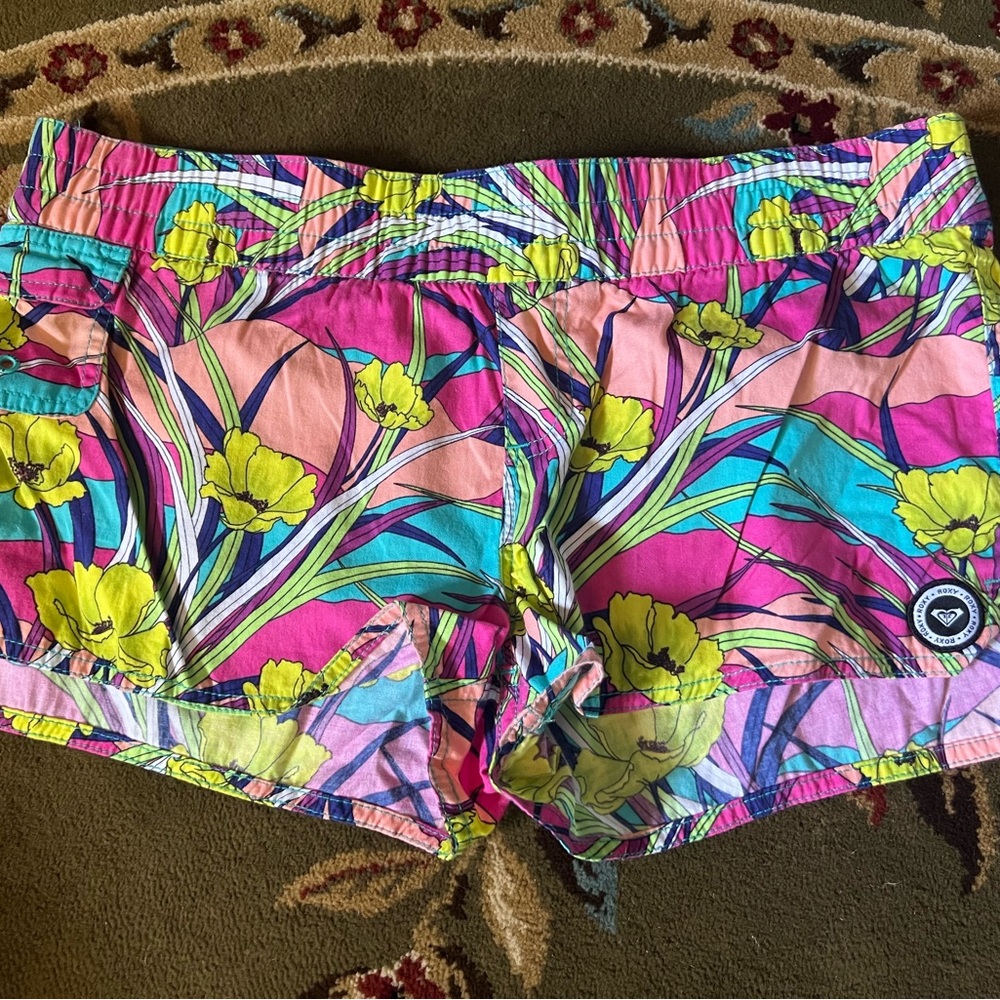Roxy Pink and Blue Floral Women's Cargo Shorts